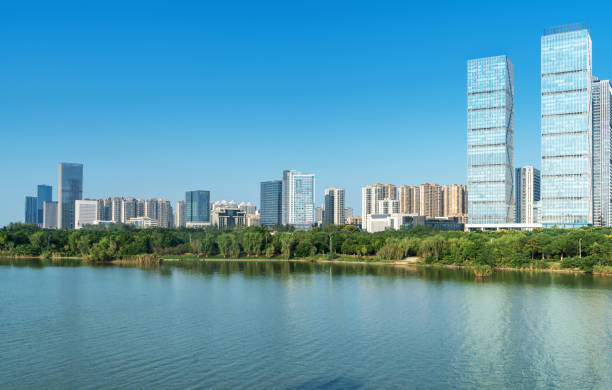istock Lakeside modern office building in China 2178456675