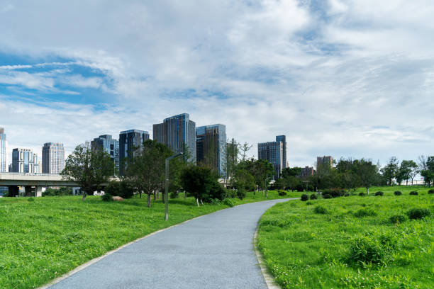 istock city park with modern building background in shanghai 2178456680