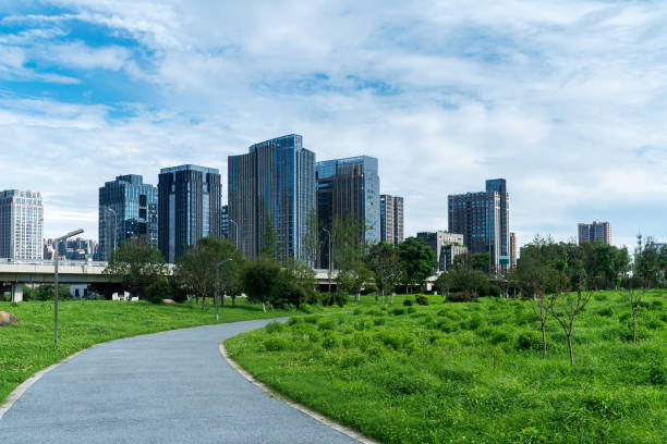 istock city park with modern building background in shanghai 2178456702