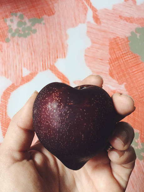 istock Juicy Plum in Hand Against Floral Background 2178460434