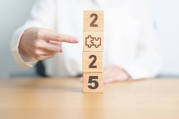 istock 2025 block with jigsaw puzzle icon. Business Process, Team, teamwork, Goal, mission, Resolution, strategy, plan, Action, partnership, and New Year start 2178461517