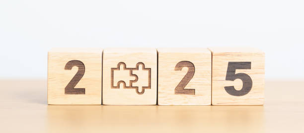 istock 2025 block with jigsaw puzzle icon. Business Process, Team, teamwork, Goal, mission, Resolution, strategy, plan, Action, partnership, and New Year start 2178461677