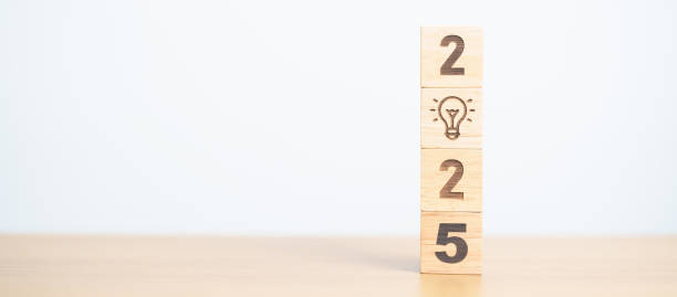 istock 2025 block with lightbulb. Business Idea, Creative, Thinking, brainstorm, Goal, Resolution, strategy, plan, Action, change and New Year start concepts 2178461720