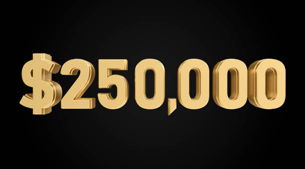 istock 250 thousand dollars, gold, 3D, numbers 2178463081