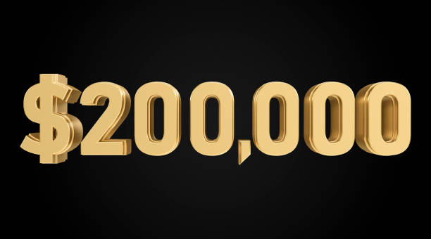 istock 200 thousand dollars, gold, 3D, numbers 2178463149