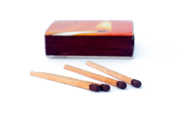 VIew form the top on a matchbox isolated on a white background.
