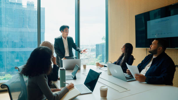 istock Young corporate employees having a team meeting for upcoming business projects. 2178469191