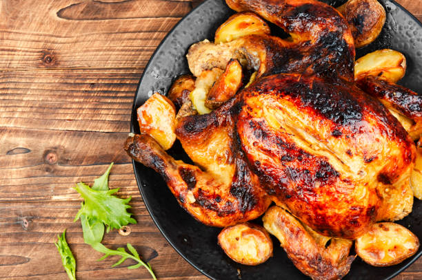 istock Delicious baked chicken on plate. 2178471052