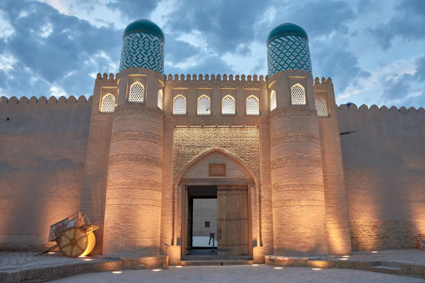 istock Illuminated Main Gate of Kunya Ark Palace at Night, Khiva 2178471254