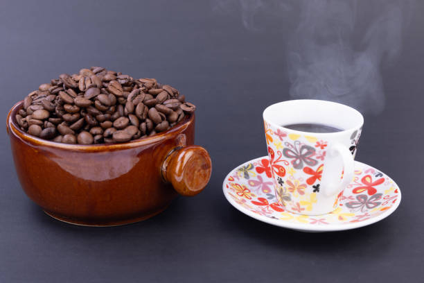Refreshing hot cup of coffee at a cafe