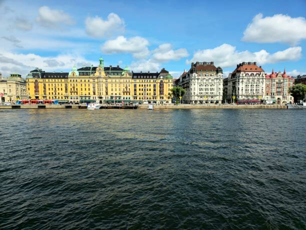 Stockholm historic city with beautiful buildings and the Sea. Captured during spring sason.