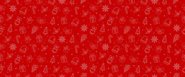 istock chritsmas banner design with seamless pattern isolated on red background. christmas banner decoration design 2178474760