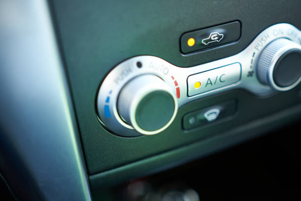 Close up of the control panel of a modern car. Selective focus.