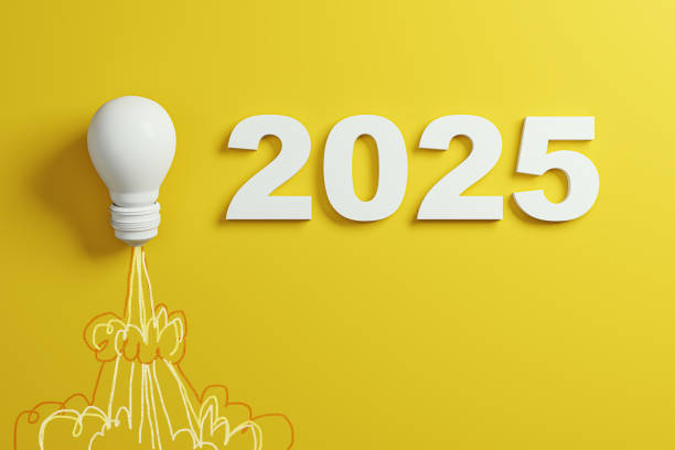 istock Lightbulb and 2025 Concept for Startup Business Ideas on Yellow Background. 3D Rendering 2178478097