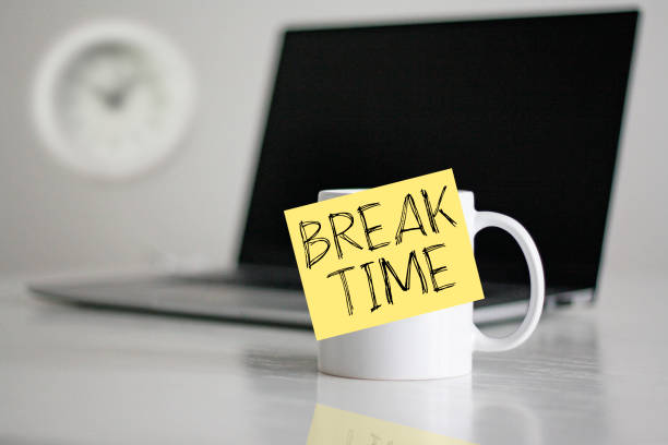 istock Break time is shown using the text and photo of clock 2178482040
