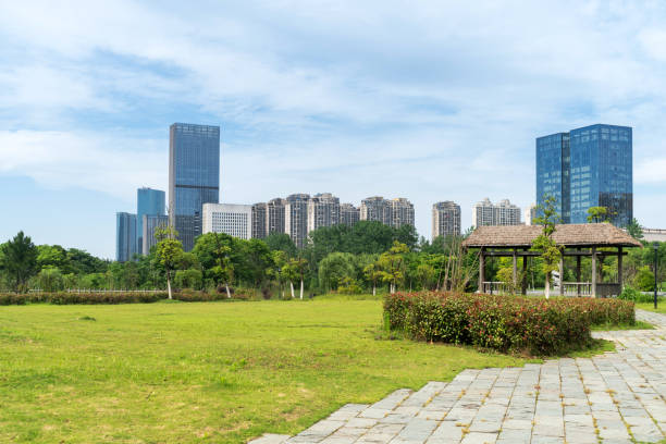istock city park with modern building background in shanghai 2178485232