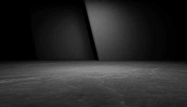istock 3d rendering of black abstract geometric modern dark room background. Scene for advertising design, showroom, technology, future, modern, sport, game, spaceship, warehouse, garage. Sci Fi Illustration 2178485656