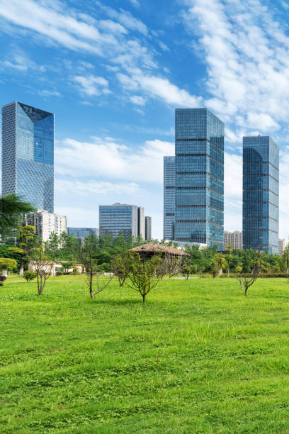 istock city park with modern building background in shanghai 2178488518