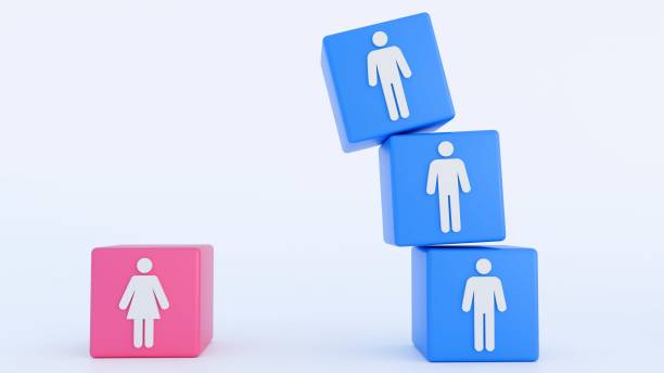 istock A lone pink cube with woman symbol and three cubes with men symbol piled high. 2178489600