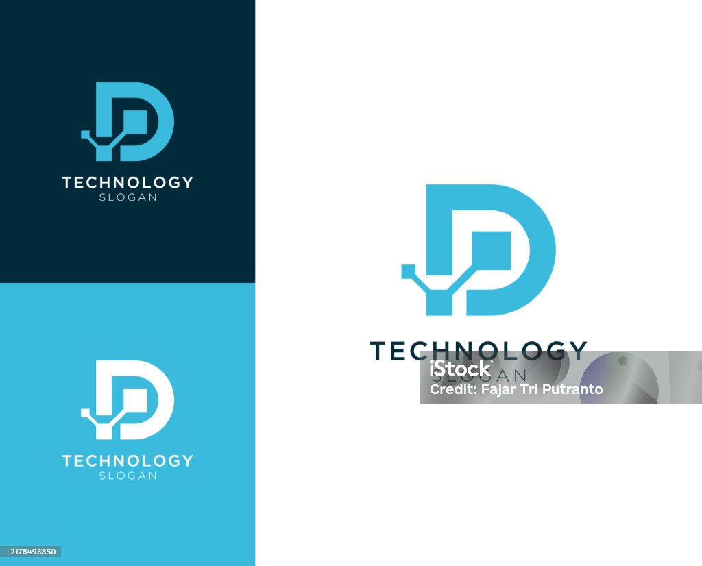D Technology Technology Logo Letter D With Technology Element Vector Logo Design ...