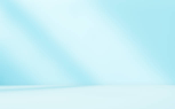 istock Empty blue room studio with shadow of leaves on concrete wall and floor for product presentation. 2178495151