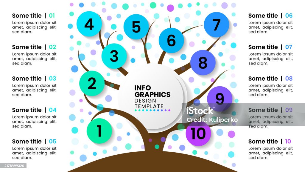 Names Tree Infograph Infographic Template Tree With Numbers And 10 Steps Stock Illustration ...