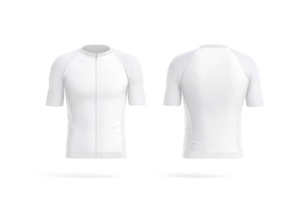 istock Blank white cycling zip jersey mockup, front and back view 2178499368