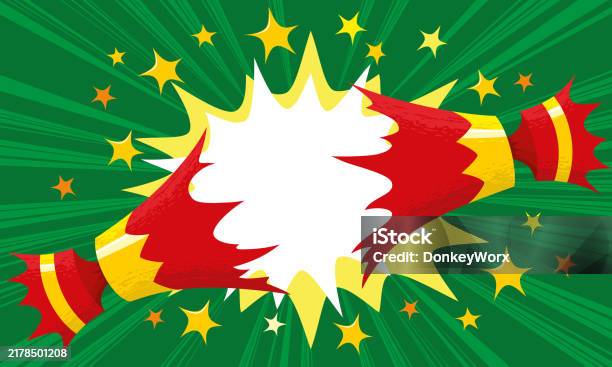 Exploding Cracker Cartoon Christmas Cracker Pulled Open With Cartoon Flash Starburst Over Xmas ...