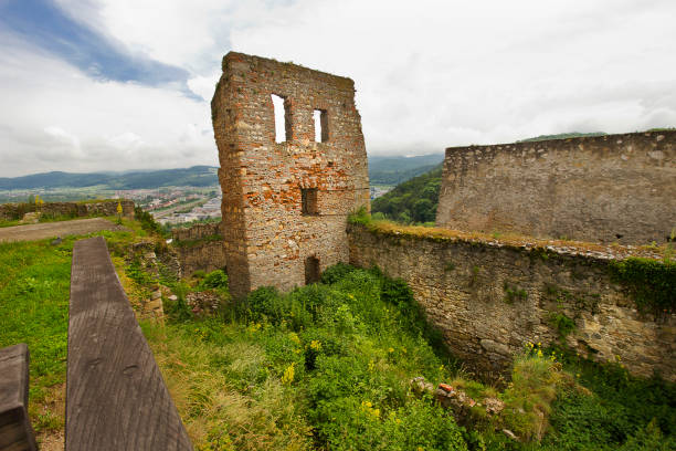 Trencin, Slovakia - june 9: The ancient Trencin Castle in Slovakia 11th century. Details   june 9, 2023 in Trencin, Slovakia.