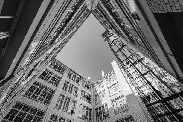 Germany, Berlin, Kreuzberg, September 05, 2024 - Courtyard of an old office building