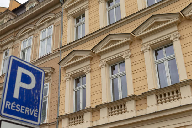 istock There is a large building featuring a parking sign that states preserve 2178506922