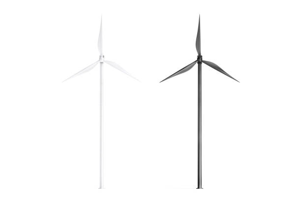 istock Blank black and white wind turbine mockup, front view 2178507389