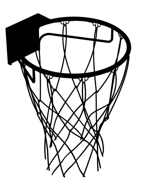 istock Basketball hoop and net vector silhouette isolated on white background. Equipment for basket ball court. Play sport game. 2178509554