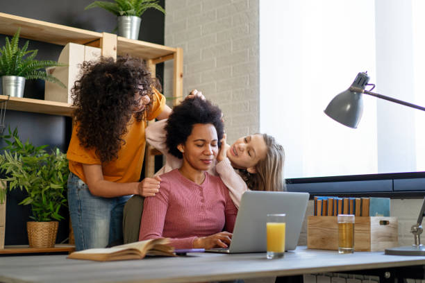 istock Busy working black mother doesn't have time for her children. Working from home concept. 2178509565