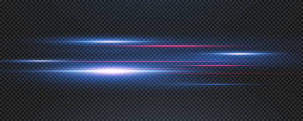 istock Set of realistic vector  blue stars. Set of vector suns. Blue flares with highlights. Horizontal light lines, laser, flash. Blue special effect, magic of moving fast motion laser beams. 2178509715