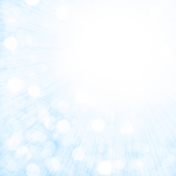 istock A horizontal creative glittery soft bright sky blue and white twinkling Christmas, New Year or Diwali bokeh lights empty blank sparkling Xmas festive vector backgrounds with bubbles and sunburst or light beam backdrop 2178509822