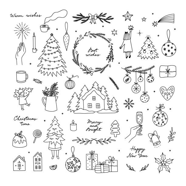istock Christmas vector set. Christmas doodle clipart. Winter holidays illustration 2178512116