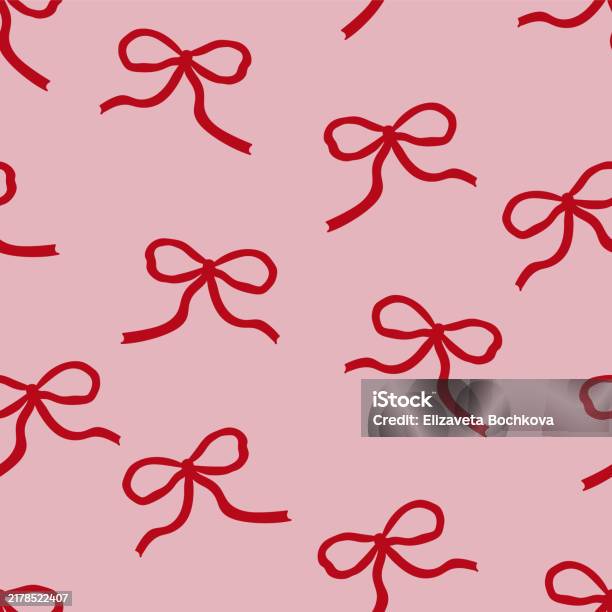 Abstract Red Ribbon Seamless Pattern With Abstract Red Ribbons Stock Illustration ...
