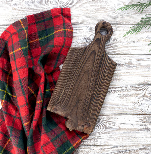 istock Christmas food backdrop, meal design background. Brown kitchen board top view empty copy space. Dish advertisement blank. 2178534690