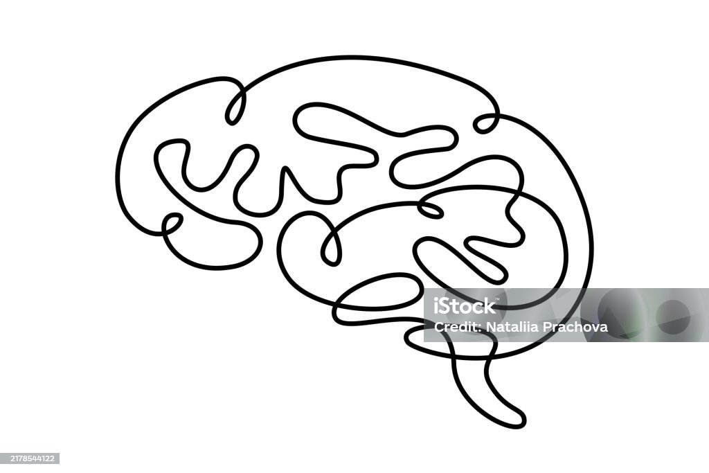 Simple One Line Brain Human Brain Continuous One Line Symbol Drawing Stock Illustration ...