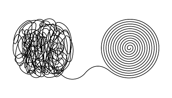 Untangling Background Chaos Tangle And Untangle Continuous One Line Drawing Stock ...
