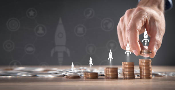 istock Coins with a Rocket. Growth. Business 2178544350