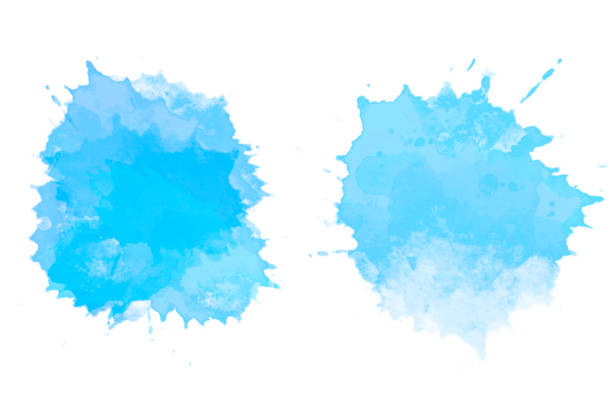 Abstract Watercolor Splashes - Turquoise Blue Background