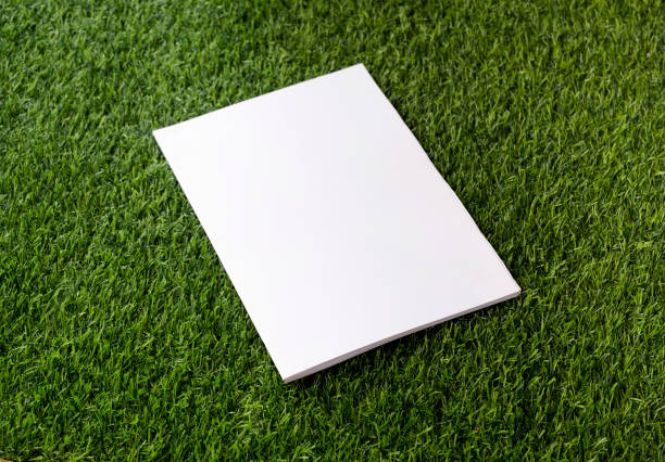 Mockup magazine on green grass background