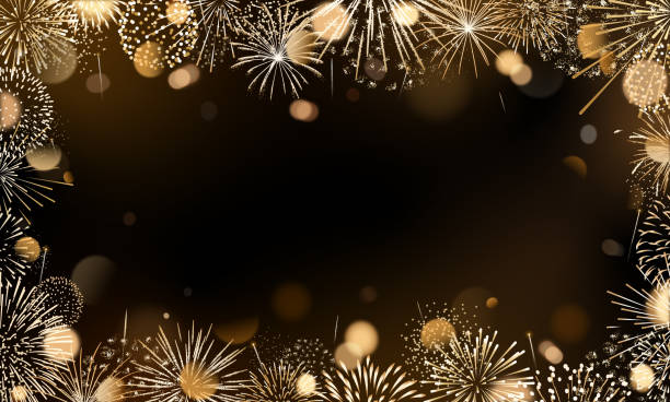 illustrations, cliparts, dessins animés et icônes de feu d’artifice fond, bordure du nouvel an, cadre de célébration - nouvel an