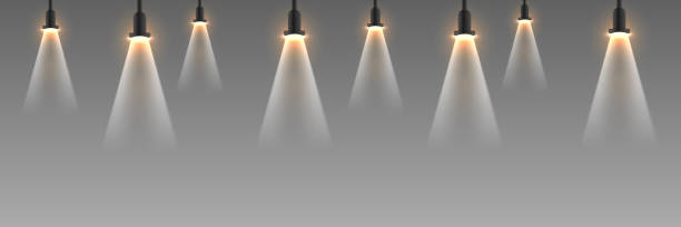 istock Collection of light spotlights and stage and podium lighting. 2178552380