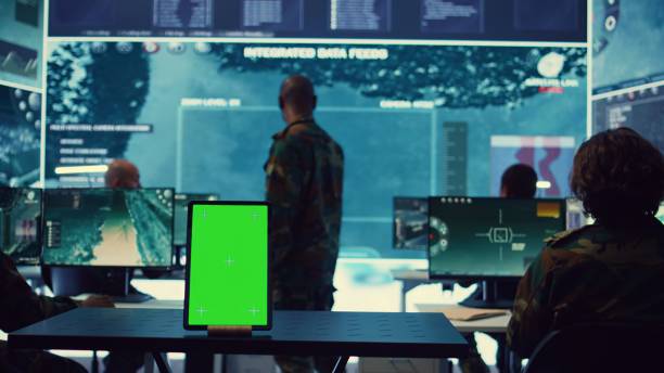 istock Isolated greenscreen display running on a tablet in military power base 2178555820