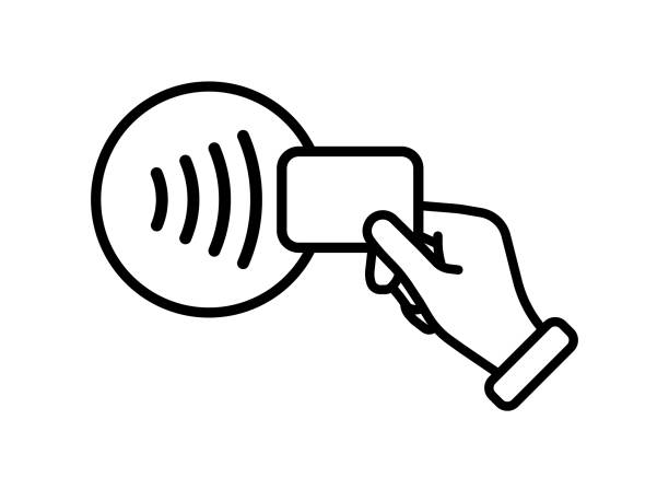 stockillustraties, clipart, cartoons en iconen met nfc payment icon. contactless payment concept. contactless nfc payment. vector illustration. - tikken