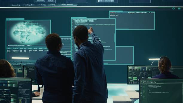 istock Cyber security team conducting cyber surveillance in governmental control room 2178560865