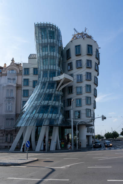 Prague, Czech Republic - August 8, 2024: The Dancing House in Prague, Czech Republic., The Dancing House is the nickname given to the Nationale-Nederlanden building.